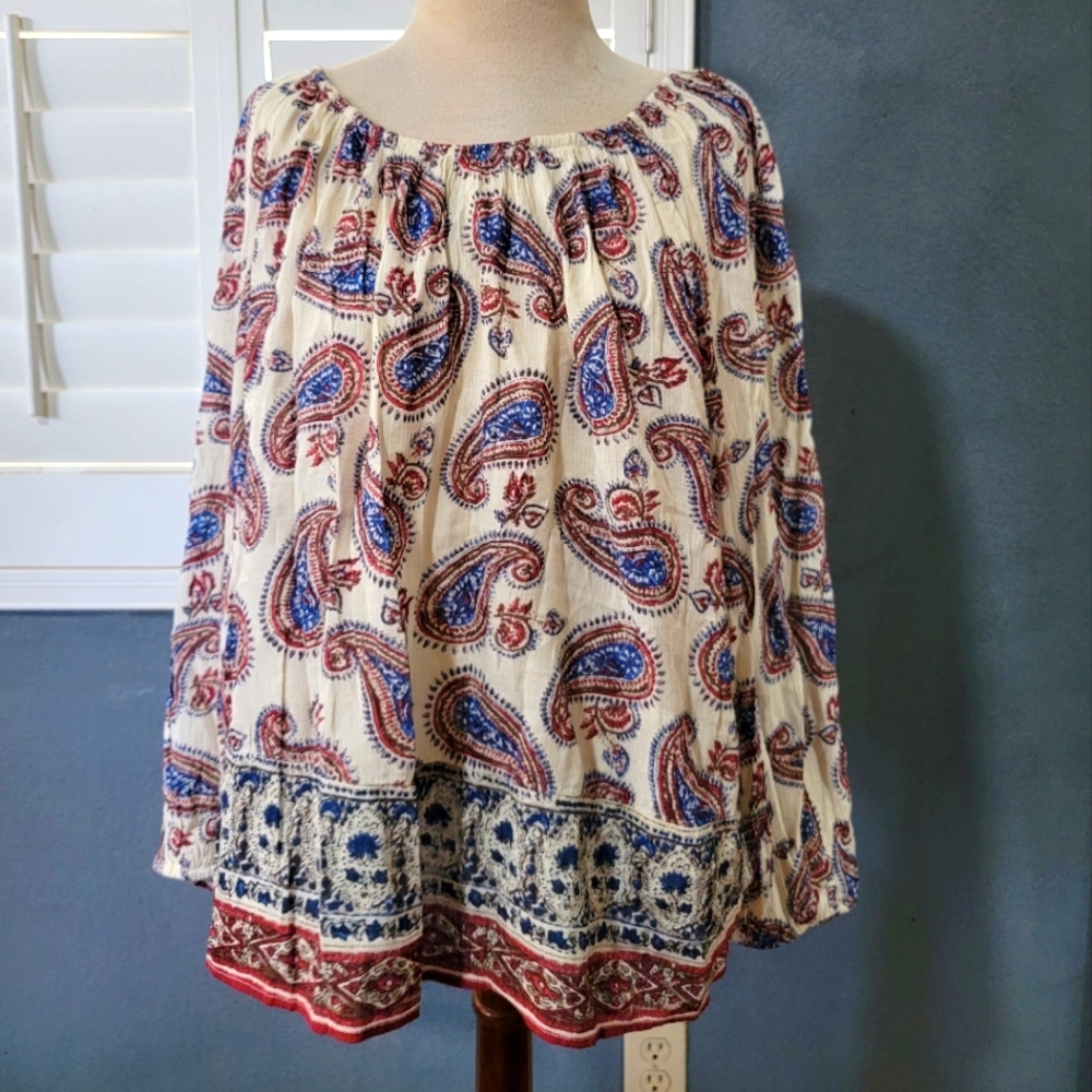 NEW Chaps Long Sleeve Paisley Top